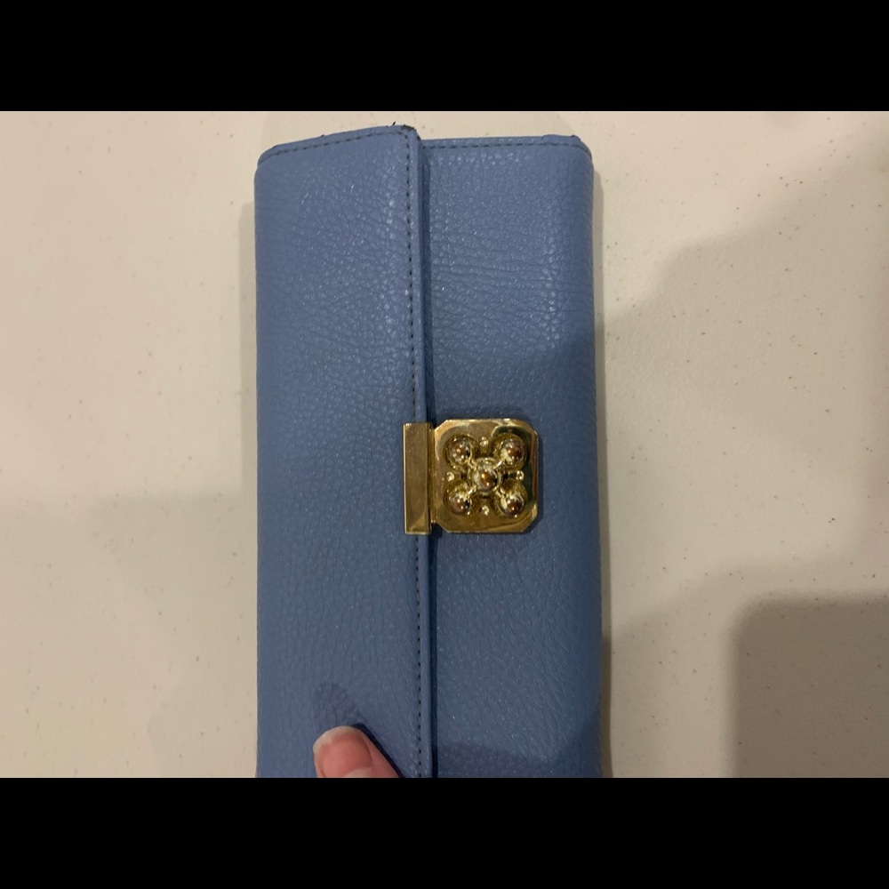 blue leather wallet
